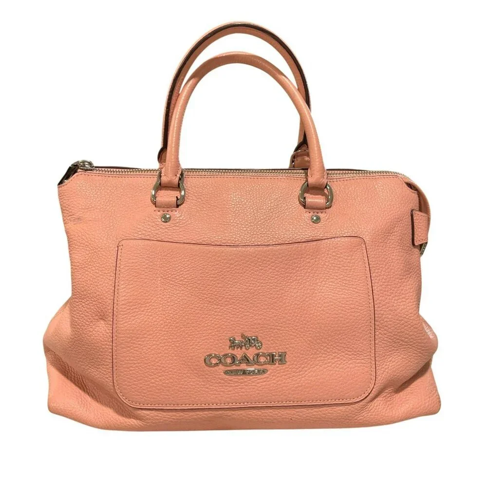 Coach Emma Leather Pink Pebbled Shoulder Tote Bag